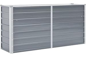 vidaXL Huerto Elevado de Acero Galvanizado 160x40x77 cm, Gris, Jardinera con Fondo Abierto, Resistente y Duradera, para Vegetales, Hierbas y Jardín