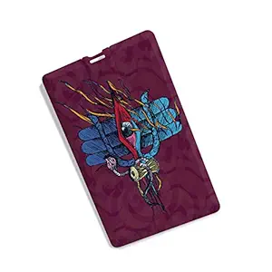 100yellow 16GB Credit Card Type Lord Shiva Printed Designer Pen Drive