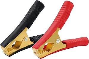 HuaLiSiJi Jump Lead Clamps 100a Car Battery Alligator Clips Jumper Cable Clamps Pure copper, with Insulating Sheath For Cars,Trucks, Ships (100A 2PCS)