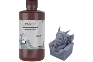 Resina per stampante 3D, JAMG HE 10K Water Washable Resin per LCD DLP SLA 405 nm Stampante UV Curing Photopolimero Rapid High Precision Low Odor Standard Resin (grigio)