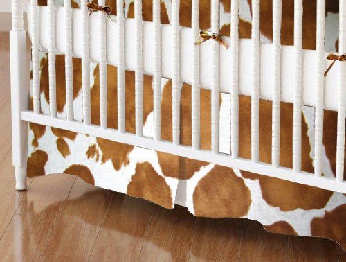 SheetWorld - Crib Skirt (28 x 52) - Brown Cow - Made In USA by sheetworld