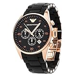 Emporio Armani Herrenuhr AR5905, Schwarz, Silikon, Edelstahl, Quarz-Uhr