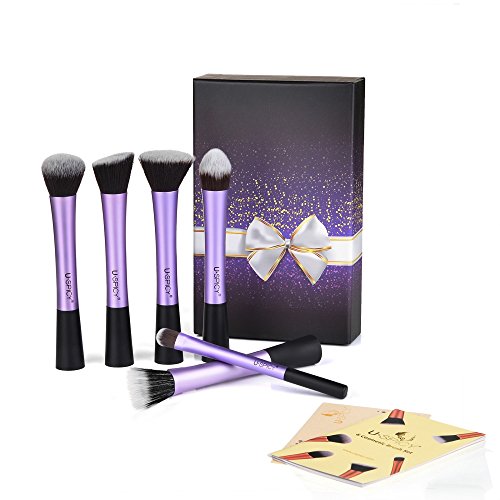 USpicy Make Up Brushes 6-Piece Professional Cosmetics Makeup Brush Set with Gift Box Makeup Kits (Purple)