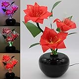 ALTA CALIDAD: la LED duradera de 3 W garantiza una iluminación óptima de la flor. Las fibras poliméricas distribuyen la luz a las flores textiles realistas y con muchos detalles
