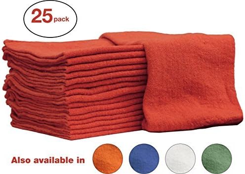 Auto-Mechanic Shop towels, Rags by Nabob Wipers 100% Cotton Commercial Grade Perfect for your Home,Garage &amp; Auto (14x14 inches, 25 Pack, (Red) by Nabob Wipers