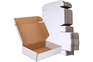 CH-BOX 50 Pack 22x15x5cm (9x6x2'') Small Corrugated Cardboard Postal Boxes White for Shipping Mailing Packaging Royal Mail Small Parcel