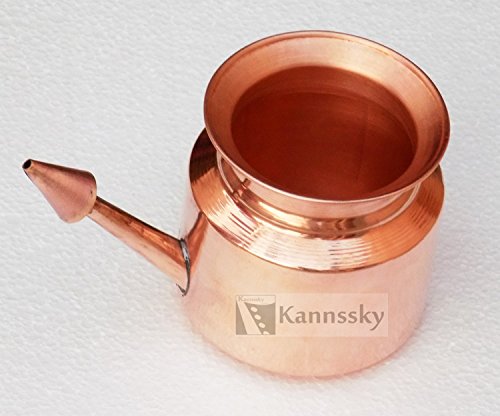 blomideal (TM) de qualité alimentaire Cuivre Jala Neti Pot de rinçage nasal (500 ml) | hygiénique et fabriqué de cuivre pur