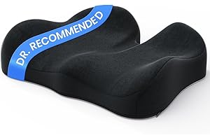 Benazcap Memory Foam Seat Cushions for Tailbone Pain Relief, Office Chair Cushion, Ergonomic Coccyx Cushion for Home, Office, Car and Wheelchair, Car Seat Cushions for Driving, Non-Slip Base, Black
