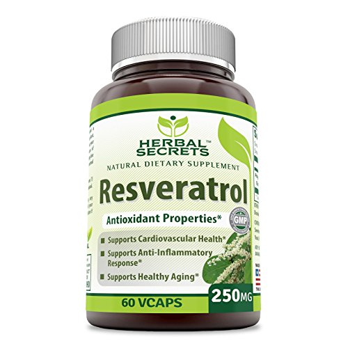 Herbal Secrets Resveratrol 250 Mg 60 Veggie Capsules - Antioxidant Properties Supports Cardiovascular Health, Supports Anti-Inflammatory Response and Supports Healthy Aging*