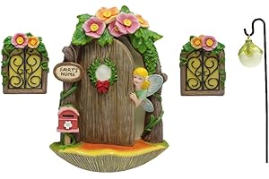 ZUHK Fairy Garden Houses,Miniature Fairy Gnome Home Window Door and Micro Resin Fairy Mushroom fit for Tree Statues Tree Yard and Fairy Garden Sculpture Outdoor Decor Accessories (Spirit)