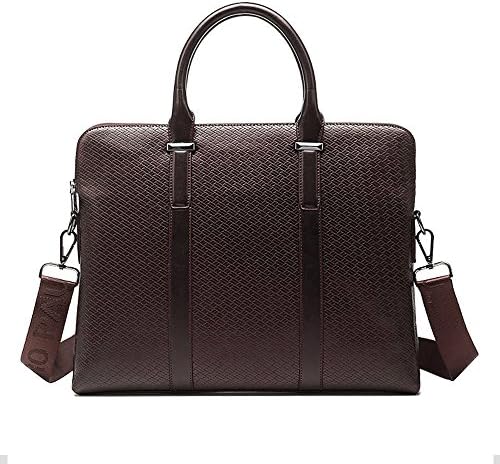 Ranbow PU Leather Men's Embossing Laptop Shoulder Bag Carry Case Messenger Bag Business Clutch Bag with Shoulder Strap, Brown