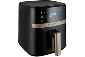 Russell Hobbs Air Fryer Rapid Air 4,3L (Ultra compact, Silencieux) Friteuse sans huile (Cuit, gril, rôtit et plus, économe, tactile, rapide, arrêt auto, pièces antiadhésives, lave-vaisselle) 27610-56