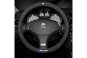 SATCOP Auto Couvre Volant pour Peugeot Partner Tepee 2012-2018,Fibre de Carbone Cuir Universelle Housse Antidérapant Protection Respirant Aménagements intérieurs Pièces détachées Voiture,F