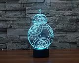 SmartEra® USB Star Wars Charakter Film BB8 Roboter sieben Farbwechsel LED-Touch-Taste 3D Optische Täuschung Schreibtischlampe - 4