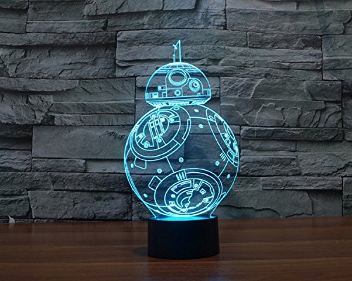 SmartEra® USB Star Wars Charakter Film BB8 Roboter sieben Farbwechsel LED-Touch-Taste 3D Optische Täuschung Schreibtischlampe - 4