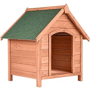 TecTake 403229 Caseta de Madera Maciza para Perro, Casa para Mascotas Animales, Construcción Resistente, Techo Extraíble, Ideal Exterior Interior Jardín, 72x65x83cm