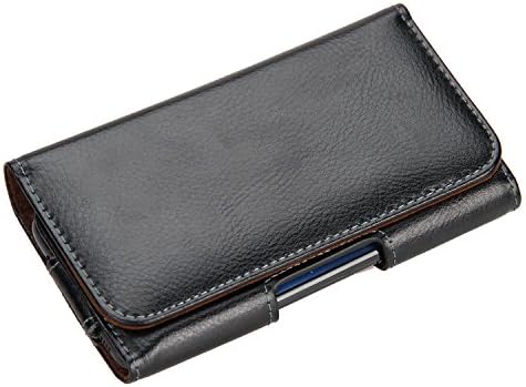 Ruosha Black 160x88mm Genuine Leather Belt Holder Clip Pouch Holster Flip Case Cover For Samsung Galaxy S8 Plus,iPhone 7 Plus,Huawei Mate 9,Meizu Pro 7 Plus,Xiaomi Mi Mix,Moto Z Play and More