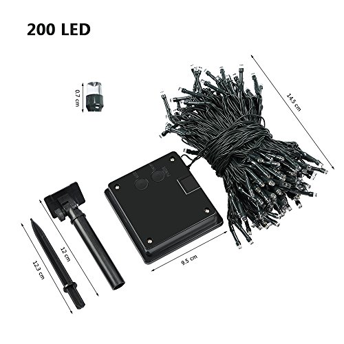 infinitoo 20M 200er Solar Lichterkette Warmweiß 8 Modi Dekorative Wasserfeste Beleuchtung für Terrasse, Party, Hochzeit, Camping, Weihnachten, Hof usw - 7