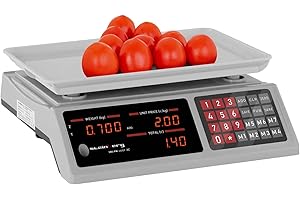 Steinberg Systems Waga kontrolna 40 kg / 2 g Waga cyfrowa 7 miejsc pamięci, waga stołowa z wyświetlaczem LED, wbudowany akumulator