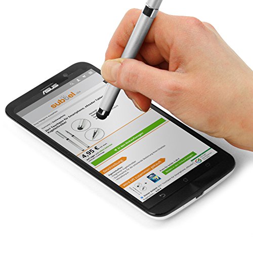 subtel 2 in 1 Touchpen Stylus + Kugelschreiber für Smartphone, eRader Tablet & Co. Eingabestift Touchscreen (z.B. iPhone 6 5 4, iPad, Samsung Galaxy, HTC, Nokia Lumia etc.) silber - 5