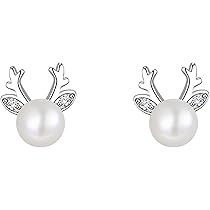 Orecchini Renna Natale Argento 925 - Borchie Cervo Con Zirconia Per