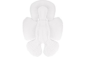 KAKIBLIN Infant Car Seat Insert, Baby Carseat Head & Body Support for Newborn, 2-in-1 Reversible Baby Seat Cushion, Soft Stroller Cushion Insert for Bouncer, Strollers, Swing (White)