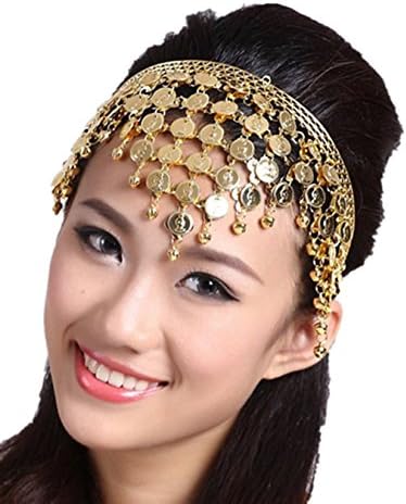 Pealiker Belly Dance Tribe Headdress Bells Coins Costume Accessories Female Hairpin Hair Hoop