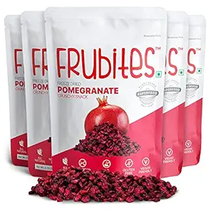 Frubites Pomegranate - Freeze Dried Fruit Snack (Pack of 5, 100 grams), Crispy, crunchy Pomegranate Snack. No added sugar, Vegan, Gluten-Free Snacks for Kids and Adults