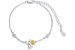 AOBOCO Bransoletka z aniołem stróżem, srebro wysokiej próby 925, bransoletka z aniołem, chrzest, komunią, prezent urodzinowy dla dziewczynek i