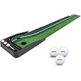 WINCAN Golf Putting Mat Green Indoor OutdoorAuto Ball Return FunctionPortable Golf Court Mini Training Aids - Extra Long Real-Like Grass Putting Trainer Set3 Practice Bonus Balls