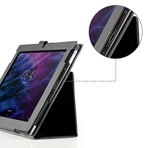 EasyAcc Schutzhülle tasche für Medion Lifetab S10366 / S10365 / S10333 / S10334 / S10345 / S10346 / P10341 / MD 99891 Flip Case Book Cover Hüllen Ledertasche lederhülle mit Standfunktion / Auto Sleep – PU Leder, Schwarz, Slim - 6