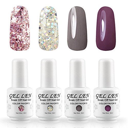 Gellen Brand Gel Nail Polish 4PCS Kits Soak Off UV LED Colour Varnish Manicure Nail Salon Set 8ml #1