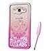 Produktbild Samsung Galaxy J3 2016 Case, Silver Pink Plating Design, Edaroo 3d Cool Flowing Liquid Bling Sparkle Pink Hearts Glitter Style Cute Rose Owl Couple Pattern Slim Thin Fits Soft Rubber TPU Bumper Protective Case Cover for Samsung Galaxy J3 (2016)