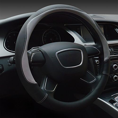 car steering wheel cover set Car styling steering wheel cover leather Fashion feel comfortable 15 Inch Car / Truck / SUV (grey)
