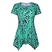 Produktbild Damen T Shirt, CixNy Bluse Damen Kurzarm Sommer Ärmel Swing Tunika Floral Flare Tee Oberteil Tops (Grün-B, X-Large)