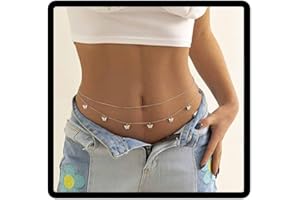 CLATALY Papillon taille chaîne perle ceinture pendentif taille chaîne lettre ventre corps chaîne accessoires corps Summer Beach Night Club Party (Argent A)