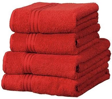 Linens Limited Supreme 100% Egyptian Cotton 500gsm 4 Piece Guest Towel Set, Red