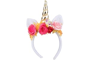 Boland 04288 - Serre-tête Rosy Unicorn, multicolore, avec fleurs, Carnaval, Fête à thème, JGA