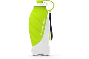BePetMia Botella de Agua portátil de Viaje para Perros, Tapa Plegable como Cuenco, Botella de Agua de Silicona para Perros, Exterior, 580 ml (Verde)