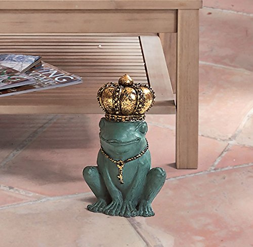 miaVILLA Dekofigur Froschkönig – mit goldener Krone – witterungsbeständig – Kunststein – H 29 cm - 5