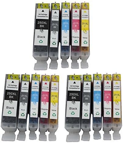CINK Set of PGI-250XL &amp; CLI-251XL Compatible Ink Cartridge Set for Pixma IP7220, MG5420, MG6320, MX722, MX922 by CINK