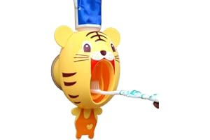 Cisixin Automatisches Baby-Zahnbürste-Spender, Hände frei Zahnpasta-Spender Kinder Karikatur-nettes Tier-Zahnpasta-Squeezer (Tiger)