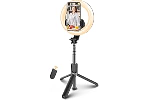ELECTRIC GIANT Selfie Ringlicht 6.3'' Ringleuchte mit Stativ Handyhalter Fernbedienung 3 Lichtmodi + 3 Helligkeitsstufen tragbares LED-Ringlicht für iPhone Samsung