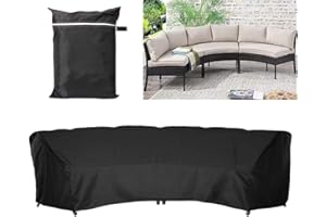 Garden Furniture Covers COOSOO Outdoor Sectional Curved Sofa Protector Covers waterproof for Half-Moon Couch Sets Sofa Furniture Cover Dustproof Windproof Anti-UV (483×110×92cm/190×43×36in, Black)