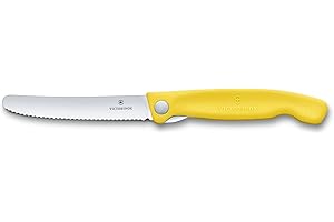 Victorinox, 6.7836.F8B, Swiss Classic, Tomaten- und Tafelmesser, Extra scharfe Klinge, mit Wellenschliff, robuster Kunststoff-Griff, Gelb, Made in Switzerland, Spülmaschinengeeignet