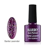 Bluesky Nail Gel Polish Soak OFF UV LED 10ML KS Santa Lavender Purple Glitter
