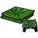 Produktbild Hanf Blatt Style grüne Designfolie für Playstation 4 Konsole (für beide Seiten + ränder / Full Body Aufkleber) und für 2 Controller / Sticker, Graspflanze Skin für PS4 Spielkonsole