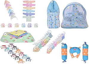 Toddylon Babys 6 in 1 Combo of Daily Needs Items in Single Packet (Multicolour, 0-6 Months) - Set of 51 Items