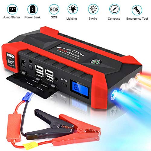 Preisvergleich Produktbild Womdee Auto Starthilfe, 12 v 20000 mAh Tragbare Batterie Maintainer Kit mit Alligator / Auto Ladegerät / Clips / Kabel Mini Luftkompressor Auto Battery Booster Power Pack für Autos LKW SUV (8 Stücke)