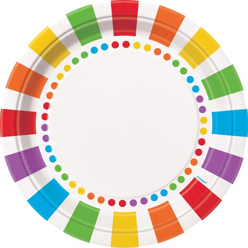 Pappteller Regenbogen Farben Zum Geburtstag 23 cm x 8 Stück